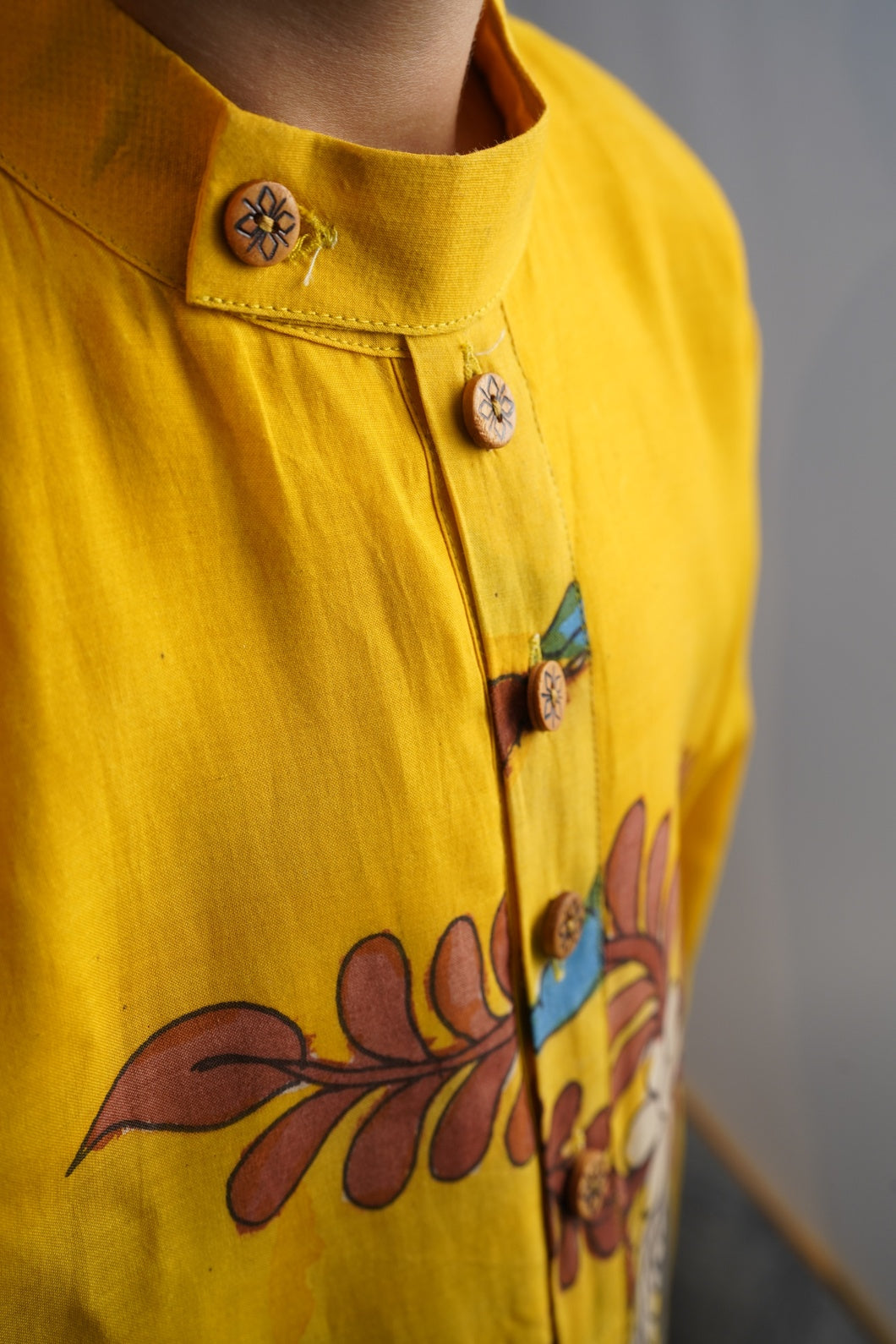 SURYAKANTHI  | Boy’s Bright Yellow Kalamkari Kurta with Red Pants